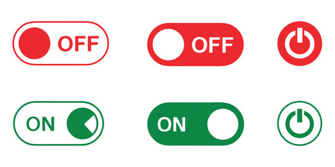 Power icon set. On off power button icon. Switch on switch off icon, vector illustration.Shutdown icon set, power icon, on off sign. Vector illustration flat editable set of illustration
