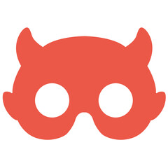 Cute red devil mask icon, perfect for Halloween, costume parties, or illustrating bold, playful, and mischievous character designs.
