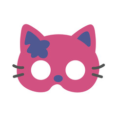 Cute pink cat mask icon, perfect for playful parties, costumes, or illustrating sweet, mischievous, and whimsical character designs.