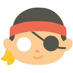 Cute pirate mask icon, great for adventure, treasure parties, or illustrating bold, playful, and swashbuckling character designs.