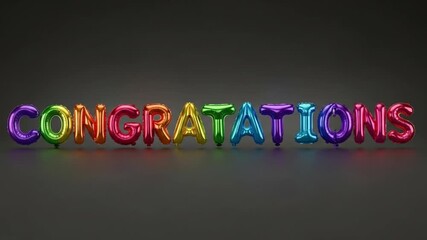 Bright congratulations message with vibrant, rainbow-colored balloons set against a simple backdrop - Powered by Adobe