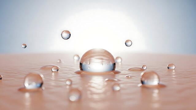 Close-Up of Hydrating Water Droplets on Human Skin Surface
