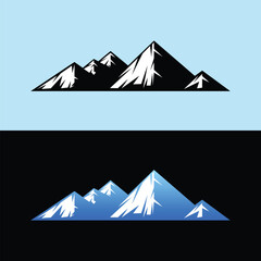 Mountain Range Peaks Silhouette  Dramatic Vector