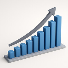 Business Growth Chart, Rising Bar Graph, Upward Arrow, Financial Progress Illustration, Modern Minimal Infographic
