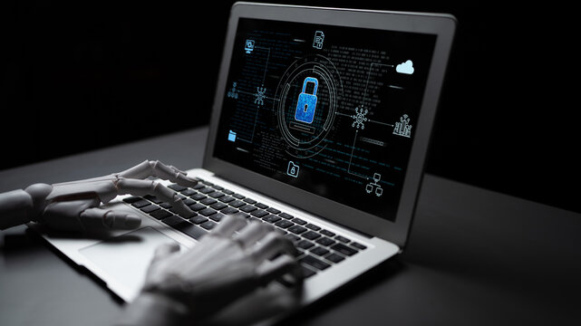 AI artificial intelligence strengthens cybersecurity with intelligent threat detection, virtual assistant alerts, and proactive protection agAI artificial intelligencenst digital breaches. Latch - Powered by Adobe