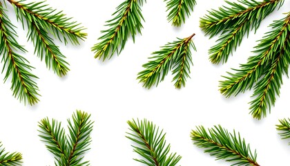 Fototapeta premium Fresh green fir branches artfully arranged against a backdrop