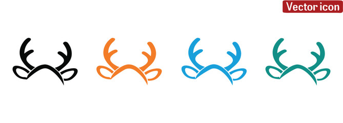 Playful reindeer antlers icons festive holiday designs,Deer horns silhouettes vector. Reindeer antlers collection. Deer horn vector icons.
