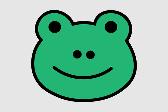 This image is a simple, graphic illustration of a frog's head. The style is minimalist and flat.
