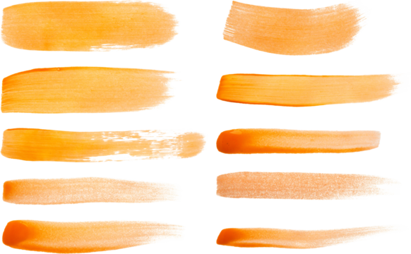 Orange brush stroke set isolated on white background