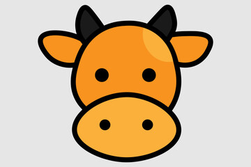 This image is a simple, graphic illustration of a cow or bull's head. The face and broad snout are colored orange.