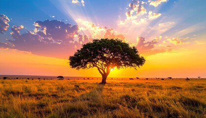 Obraz premium African Tree Sunset.