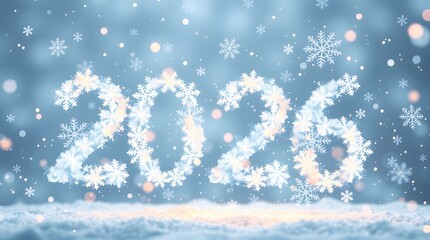 Snowflakefilled 2026 new year celebration with a festive winter backdrop