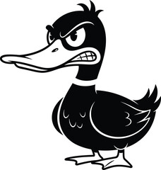 Angry Black Mallard Duck Mascot Vector Illustration for Sports Team or Brand Logo Concept