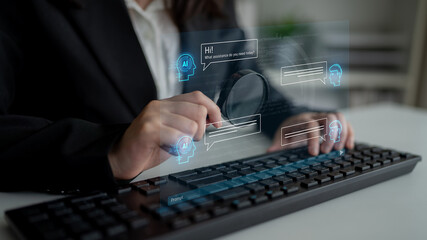 AI chatbot interface facilitates communication, chatbot, and AI interaction for automated user support and information exchange Latch