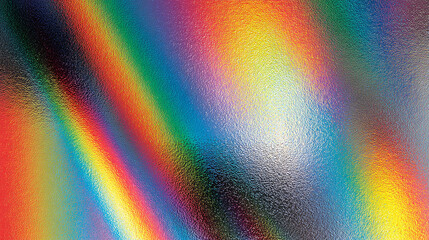 Abstract Iridescent holographic gradient background with speckled metal texture, blurred, horizontal banner