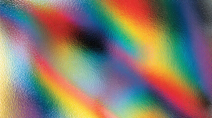 Abstract Iridescent holographic gradient background with speckled metal texture, blurred, horizontal banner