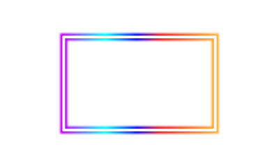 Blue neon rectangular frame. Glowing LED light border. Laser line effect with empty center. Futuristic neon sign design. Isolated on transparent . Perfect for digital art, posters, mockups. Vector.