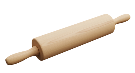 Classic wooden rolling pin isolated on black background for baking and cooking