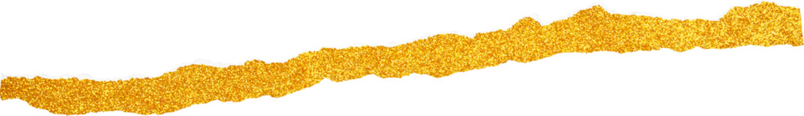 Ripped gold glitter paper torn edges strips isolated background