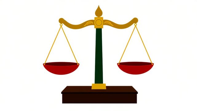 Traditional Balance Scales Icon Representing Law and Justice on White Background