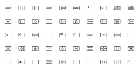 Flags icon set. Vector flag collection. Minimal flatflags pack. Includes Nethelands, Belgium, Portugal, ermany, USA, UK, France, Jpan, China and more. Editale vector illustration.