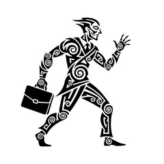 Fototapeta premium Abstract Tribal Businessman Running With Briefcase Illustration Vector Art