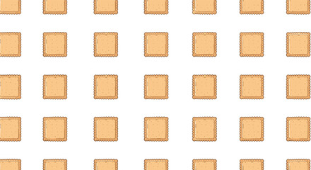 A repeating pattern of light brown crackers with textured edges arranged in a grid formation.