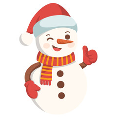 Charming snowman winking and giving a thumbs up gesture, spreading holiday cheer and winter season joy for creative designs