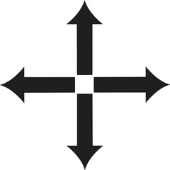 Four-way direction arrow icon | black expand move arrows pointing up, down, left, right | navigation and interface symbol