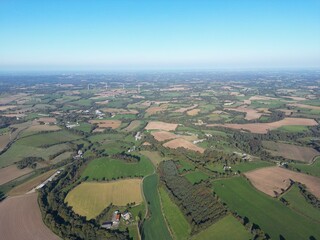 Aerial view of a bocage landscape in Brittany - Vue a&eacute;rienne d'un paysage de bocage en Bretagne
