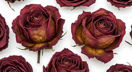 Dried Red Roses Close-up Macro Photography.