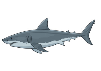 Obraz premium Shark vector in AI formats. Modern, bold lines, fully editable. Ideal for logos, ocean themes, diving graphics, and marine predator designs.