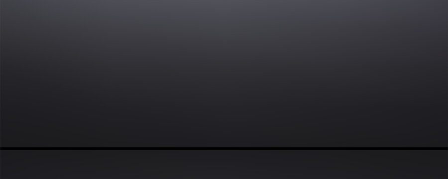 Limbo black gradient background, studio wall with empty place for advertising text. Vector background