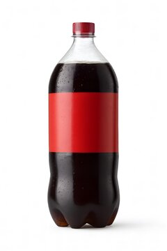 2 Liter Cola Bottle with Red Label on White Background &ndash; Photorealistic 3D Beverage Mockup. 2 liter soda