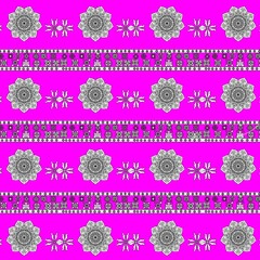 Ornamental Mandala and Geometric Pattern on Vibrant Magenta Background