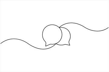 Speech bubble continuous one line art drawing of Empty speech minimalist linear illustration, One line drawing of conversation dialogue bubbles vector