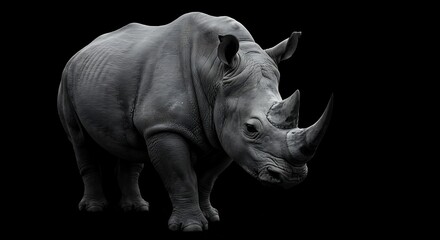 Obraz premium Rhino Portrait - A Powerful Glimpse into Wildlifes Strength and Resilience.