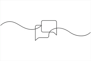 Speech bubble continuous one line art drawing of Empty speech minimalist linear illustration, One line drawing of conversation dialogue bubbles vector