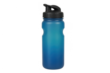 Blue reusable plastic water bottle for sports and fitness activities promoting hydration and healthy lifestyle