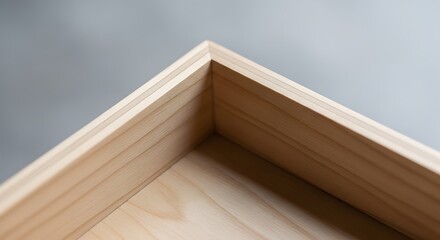Detailed view of handcrafted wooden box corner with clean joinery