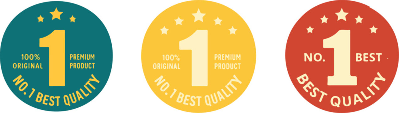 Retro No. 1 Best Quality and Original Premium Product guarantee badges collection isolated PNG with Transparent Background