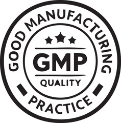 Fototapeta premium GMP Good Manufacturing Practice quality certification standard stamp vector icon design isolated PNG with Transparent Background