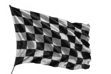 Checkered flag waving, symbolizing motorsport events, racing victory, and championship finish line