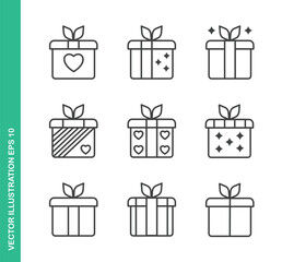 Gift box Icons. Thin Line Symbol Elements Collection.