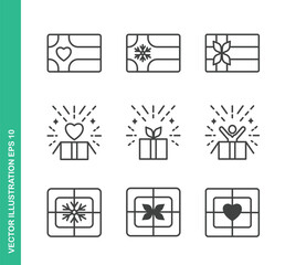 Gift box Icons. Thin Line Symbol Elements Collection.