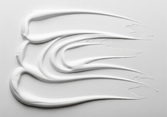 Trendy white color 2026 year. Abstract white paint swatches or cream texture patterns with fluid lines. Modern artistic background showing beauty and purity for cosmetic marketing.
