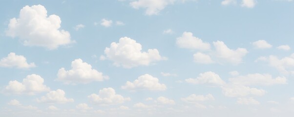 Obraz premium Trendy white color 2026 year. Blue sky with fluffy white cloud. Bright sunny summer day for outdoor activities, calm weather background. Trendy color 2026.