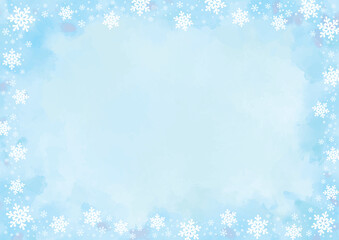 Light Blue Snowflake Frame Background (Watercolor Winter Theme)