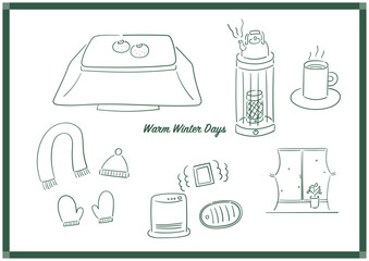 Warm Winter Days &ndash; Line Illustration Set