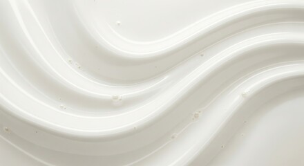 Trendy white color 2026 year. Abstract creamy white cosmetic background for beauty presentation with smooth waves, texture and small bubbles as a trend for 2026.